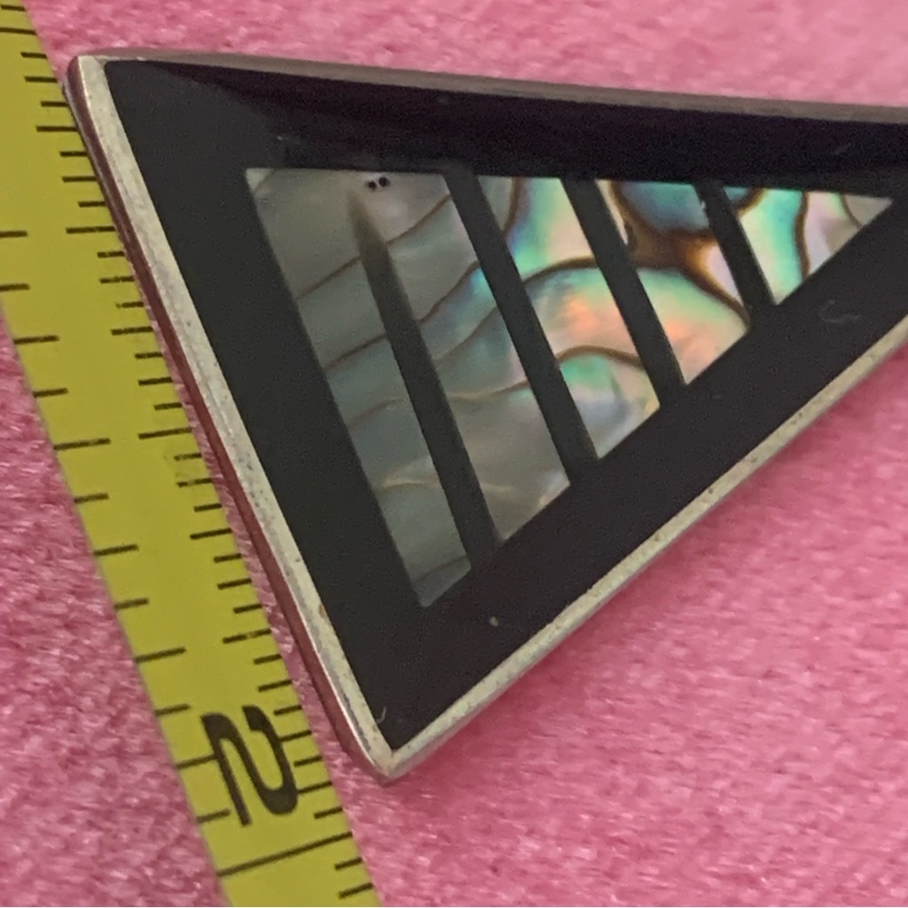 Silver, Abalone Triangle Drop Earrings. - image 6